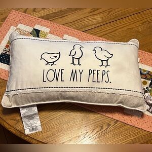 Rae Dunn Neutral Color Easter Pillow 14 x 24  Love My Peeps 🐥